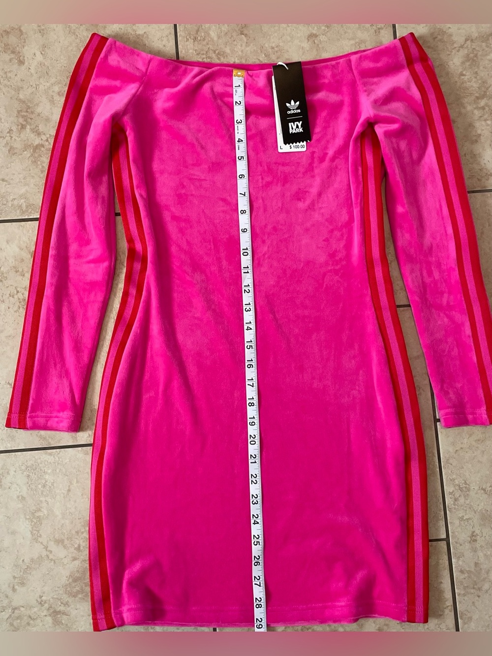 Adidas x Ivy Park velour mini dress Size L - Picture 3 of 7